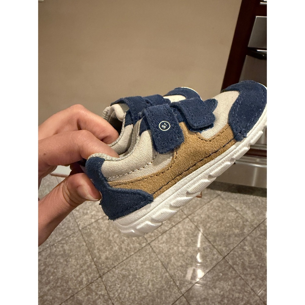 Stride Rite Soft Motion Mason Boys Navy Tan Sneakers Shoes Size 4M BB000205